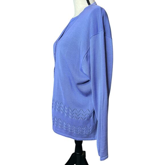 Southern Lady Cardigan Twin Set w/Crochet Pearl Detail in Purple Size XL - Picture 5 of 7